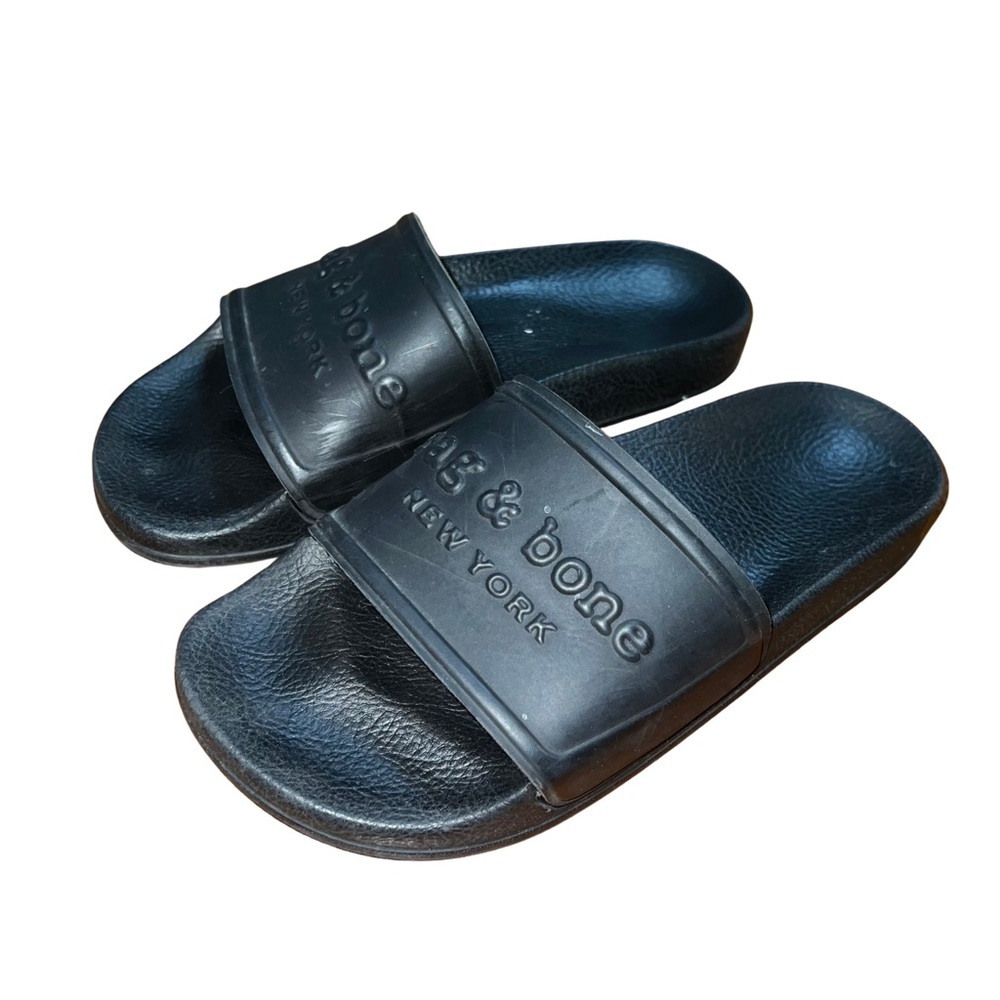 Rag & Bone Black Logo Open‎ Toe Slides Sandals Size 5.5 Summer Beachy